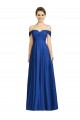 Comprar Azul real línea A Hombros Descubiertos Gasa Largo Vestidos de dama de honor