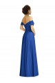 Comprar Azul real línea A Hombros Descubiertos Gasa Largo Vestidos de dama de honor