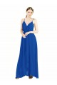 Comprar Azul real línea A Tirantes espagueti Cuello en V Gasa Largo Vestidos de dama de honor