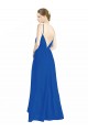 Comprar Azul real línea A Tirantes espagueti Cuello en V Gasa Largo Vestidos de dama de honor