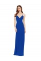Comprar Azul real línea A Tirantes espagueti Cuello en V Gasa Largo Vestidos de dama de honor