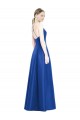 Comprar Azul real línea A Tirantes espagueti Cuello en V Satén Largo Vestidos de dama de honor