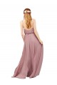 Comprar Azul real línea A Tirantes espagueti Gasa Largo Vestidos de dama de honor