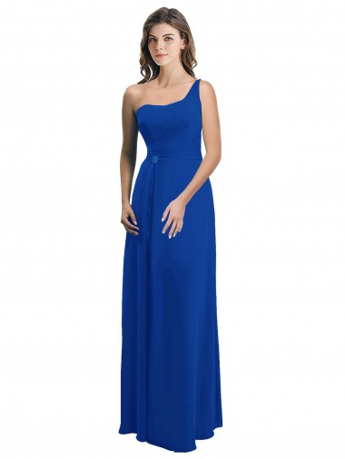 Comprar Azul real línea A Un Hombre Gasa Largo Vestidos de dama de honor