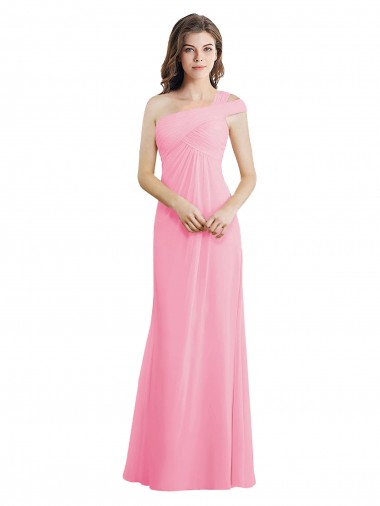Comprar Barely rosa línea A Un Hombre Gasa Largo Vestidos de dama de honor