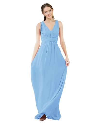 Comprar Bígaro línea A Cuello en V Gasa Largo Vestidos de dama de honor