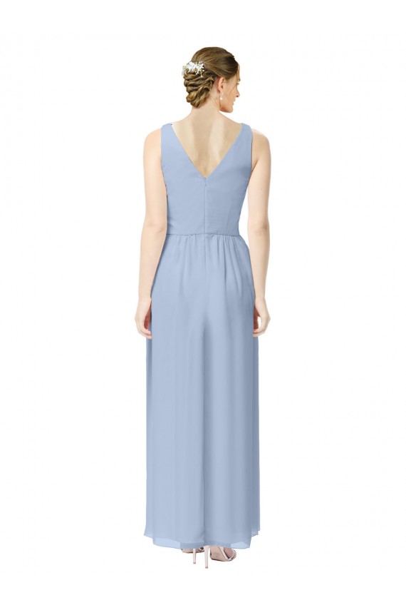 Comprar Bígaro línea A Cuello en V Gasa Largo Vestidos de dama de honor