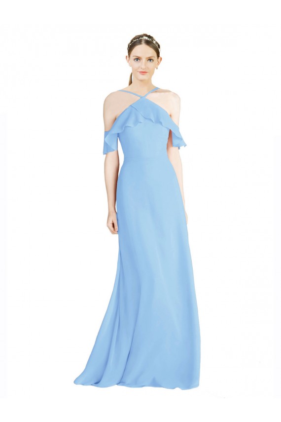 Comprar Bígaro línea A Halter Gasa Largo Vestidos de dama de honor