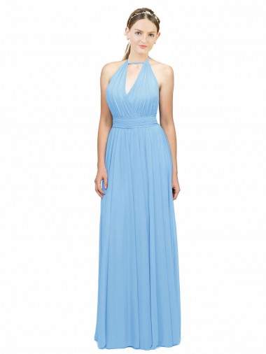 Comprar Bígaro línea A Halter Gasa Largo Vestidos de dama de honor