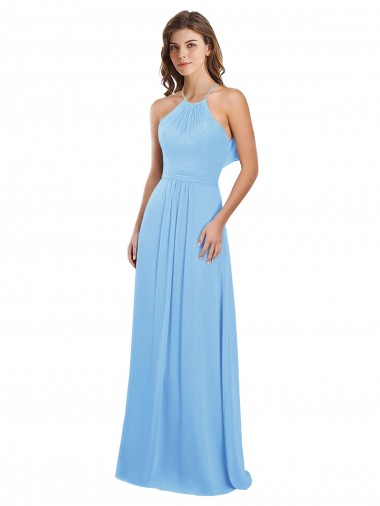 Comprar Bígaro línea A Halter Gasa Largo Vestidos de dama de honor