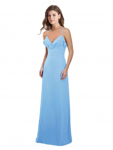 Comprar Bígaro línea A Tirantes espagueti Gasa Largo Vestidos de dama de honor