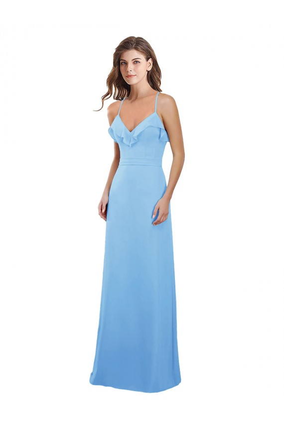 Comprar Bígaro línea A Tirantes espagueti Gasa Largo Vestidos de dama de honor
