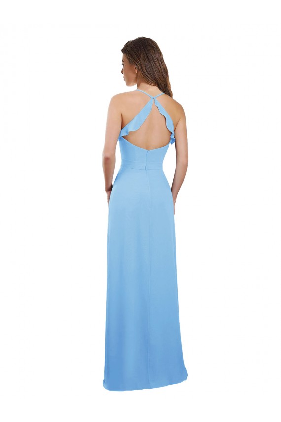Comprar Bígaro línea A Tirantes espagueti Gasa Largo Vestidos de dama de honor