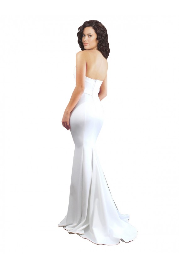 Comprar Blanco Sirena Cuello de Corazón Sin tirantes Cuello Alto Crepé Elástico Largo Formales Vestidos de dama de honor / Vestidos de fiesta
