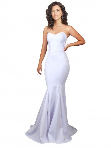 Comprar Blanco Sirena Cuello de Corazón Sin tirantes Cuello Alto Crepé Elástico Sencillo Playa Vestidos de novia