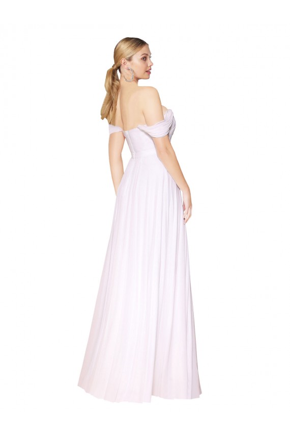 Comprar Blanco línea A Hombros Descubiertos Gasa Largo Formales Vestidos de dama de honor / Vestidos de fiesta