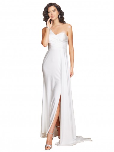 Comprar Blanco línea A Un Hombre Satén sedoso Vestidos de novia