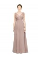 Comprar Blush línea A Cuello en V Tul Largo Vestidos de dama de honor