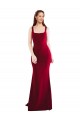 Comprar Borgoña 10 Sirena Cuadrado Crepé Elástico Largo Formales Vestidos de dama de honor / Vestidos de fiesta