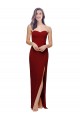 Comprar Borgoña Cubierta Cuello de Corazón Crepé Elástico Largo Formales Vestidos de dama de honor / Vestidos de fiesta
