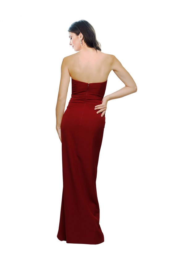 Comprar Borgoña Cubierta Cuello de Corazón Crepé Elástico Largo Formales Vestidos de dama de honor / Vestidos de fiesta