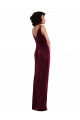 Comprar Borgoña Cubierta Cuello en V Terciopelo Elástico Largo Vestidos de dama de honor / Vestidos de fiesta