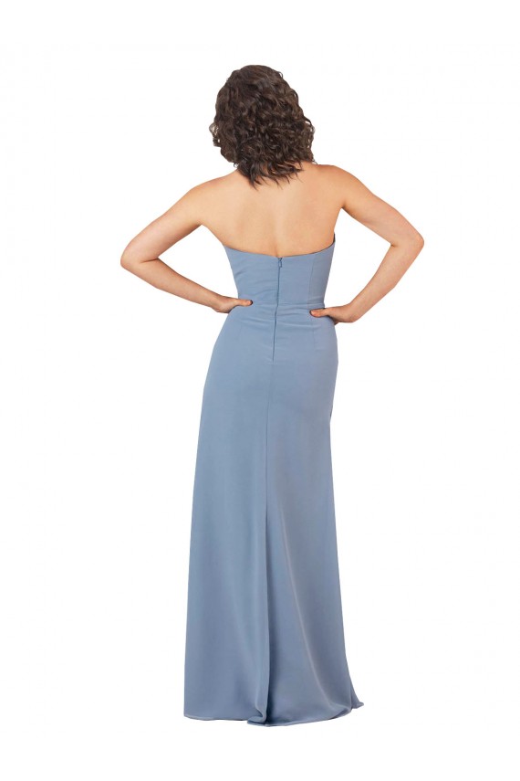 Comprar Borgoña Cubierta Sin tirantes Gasa Largo Vestidos de dama de honor