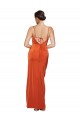 Comprar Rust Cubierta Tirantes espagueti Barrer tren Satén elástico Largo Formales Vestidos de dama de honor / Vestidos de fiesta