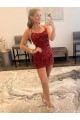 Comprar Borgoña Cubierta Tirantes espagueti Corto Lentejuelas Terciopelo Corto Vestidos de fiesta