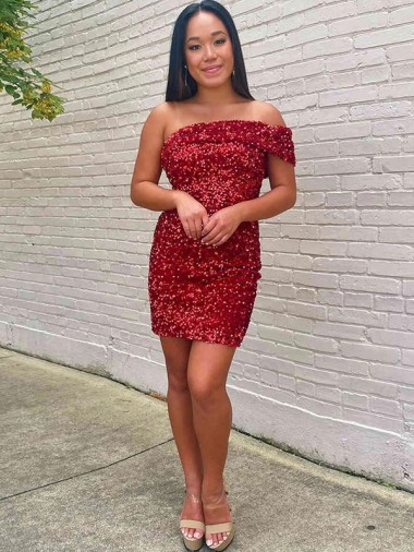 Comprar Borgoña Cubierta Un Hombre Corto Lentejuelas Terciopelo Corto Vestidos de fiesta