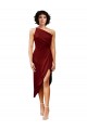 Comprar Borgoña Cubierta Un Hombre Midi Satén elástico Corto Formales Vestidos de dama de honor / Vestidos de fiesta / Vestidos de cóctel