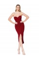 Comprar Borgoña Sirena Cuello Alto Crepé Elástico Corto Asimétrico Formales Vestidos de dama de honor / Vestidos de fiesta / Vestidos de cóctel
