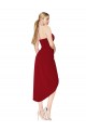 Comprar Borgoña Sirena Cuello Alto Crepé Elástico Corto Asimétrico Formales Vestidos de dama de honor / Vestidos de fiesta / Vestidos de cóctel