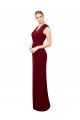 Comprar Borgoña Sirena Cuello en V Cuello Alto Gasa Largo Vestidos de dama de honor / Vestidos de fiesta