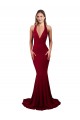 Comprar Borgoña Sirena Halter Cuello en V Spandex Largo Formales Vestidos de dama de honor / Vestidos de fiesta