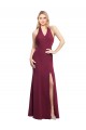 Comprar Borgoña Sirena Halter Gasa Largo Vestidos de dama de honor