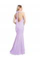 Comprar Borgoña Sirena Halter Gasa Largo Vestidos de dama de honor