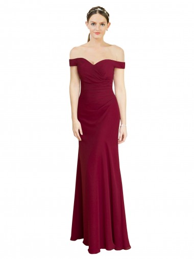 Comprar Borgoña Sirena Hombros Descubiertos Gasa Largo Vestidos de dama de honor / Vestidos de fiesta