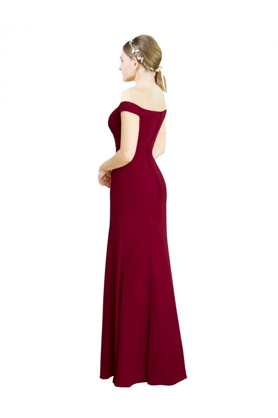 Comprar Borgoña Sirena Hombros Descubiertos Gasa Largo Vestidos de dama de honor / Vestidos de fiesta