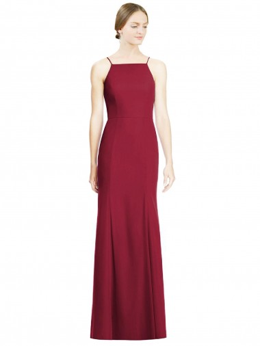 Comprar Borgoña Sirena Tirantes espagueti Gasa Largo Vestidos de dama de honor