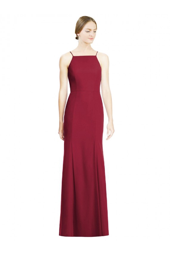 Comprar Borgoña Sirena Tirantes espagueti Gasa Largo Vestidos de dama de honor