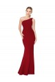 Comprar Borgoña Sirena Un Hombre Cuello Alto Crepé Elástico Largo Formales Vestidos de dama de honor / Vestidos de fiesta