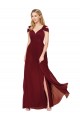 Comprar Borgoña línea A Cuello Alto Gasa Largo Formales Vestidos de dama de honor / Vestidos de fiesta