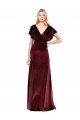 Comprar Borgoña línea A Cuello en V Terciopelo Elástico Largo Vestidos de dama de honor / Vestidos de fiesta