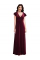 Comprar Borgoña línea A Cuello en V Terciopelo Elástico Largo Vestidos de dama de honor / Vestidos de fiesta