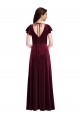 Comprar Borgoña línea A Cuello en V Terciopelo Elástico Largo Vestidos de dama de honor / Vestidos de fiesta