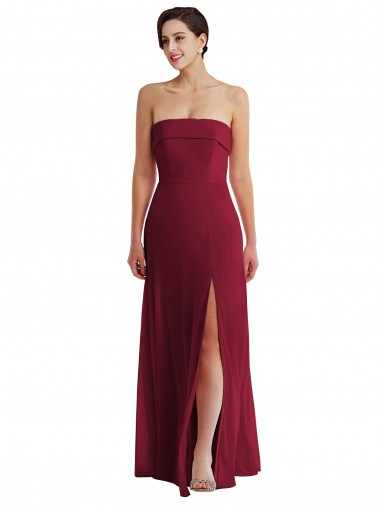 Comprar Borgoña línea A Sin tirantes Gasa Largo Formales Vestidos de dama de honor / Vestidos de noche
