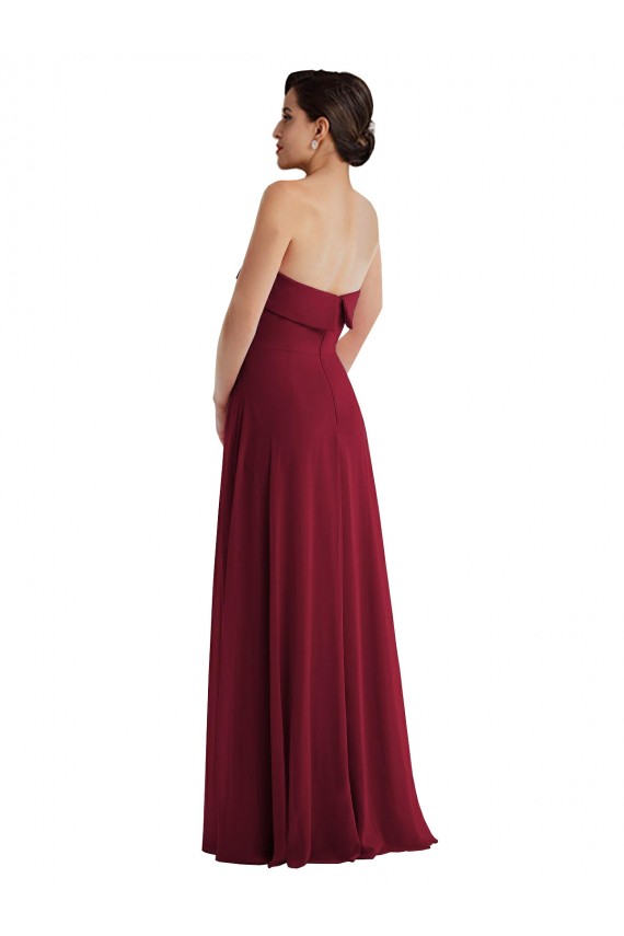 Comprar Borgoña línea A Sin tirantes Gasa Largo Formales Vestidos de dama de honor / Vestidos de noche