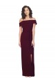 Comprar Borgoña oscuro Cubierta Hombros Descubiertos Cuadrado Crepé Elástico Largo Formales Vestidos de dama de honor / Vestidos de fiesta