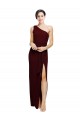 Comprar Borgoña oscuro Cubierta Un Hombre Crepé Elástico Largo Formales Vestidos de dama de honor / Vestidos de fiesta